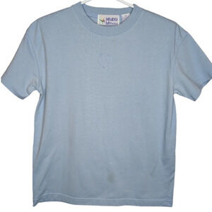 Vintage Paradise Bay Petites Blue Embroidered Basic Tee -  Shoulder Pads